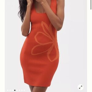 Anthropologie - Flat White Square-Neck Flower-Printed Dress